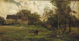 Charles-Francois Daubigny Landschap met boerderijen en bomen. China oil painting art
